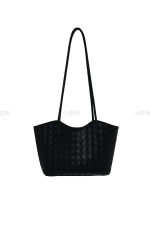 High-End Woven Textured Soft Leather Commuter Shoulder Tote Bag - Versatile Niche Design for Effortless Style