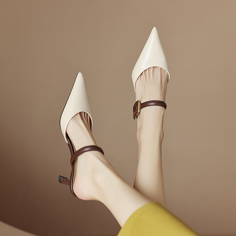 High-Heeled Pointed Toe Mules - Italian Corso Venezia Baotou Style Cool Slippers - Luxe Half Slippers for Chic Elegance High-Heeled Pointed Toe Mules - Italian Corso Venezia Baotou Style Cool Slippers - Luxe Half Slippers for Chic Elegance