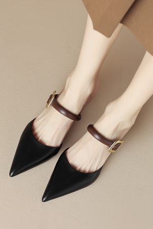 High-Heeled Pointed Toe Mules - Italian Corso Venezia Baotou Style Cool Slippers - Luxe Half Slippers for Chic Elegance