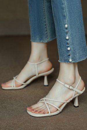 High-Heeled Sandals for Women - Summer Open Toe Design with Thin Straps, Chic Italy Corso Venezia Style