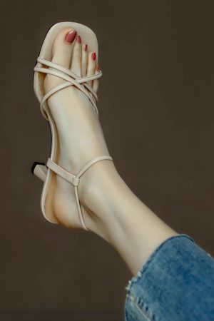 High-Heeled Sandals for Women - Summer Open Toe Design with Thin Straps, Chic Italy Corso Venezia Style