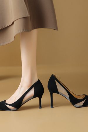 High Heels for Women - French Mesh Thin Versatile Fashion Shoes, Trendy High-End Italian Style