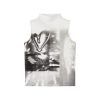 High-Neck Sleeveless Graffiti Tank Top - Trendy Casual Streetwear for Summer, Boho Style, Urban Fashion, 90s Inspired
