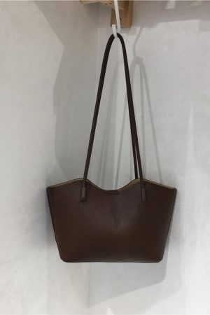 High-Quality Lychee Texture Women's Shoulder Tote Bag - Simple Versatile Commuter Style for Everyday Use