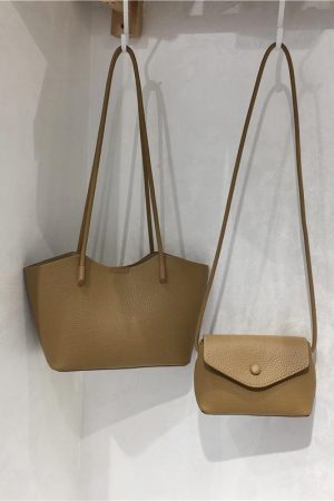 High-Quality Lychee Texture Women's Shoulder Tote Bag - Simple Versatile Commuter Style for Everyday Use