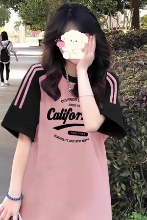 High Street American-Style Three-Stripe Short Sleeve T-Shirt for Girls - Summer Model for Middle & High School Students