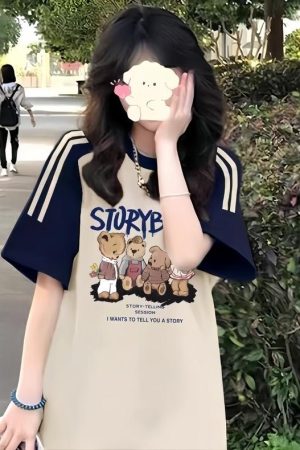 High Street American-Style Three-Stripe Short Sleeve T-Shirt for Girls - Summer Model for Middle & High School Students