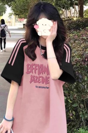 High Street American-Style Three-Stripe Short Sleeve T-Shirt for Girls - Summer Model for Middle & High School Students