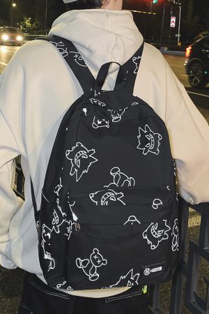 High Street Graffiti Reflective Backpack for Students - Large Capacity Unisex Design for Men and Women