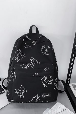 High Street Graffiti Reflective Backpack for Students - Large Capacity Unisex Design for Men and Women