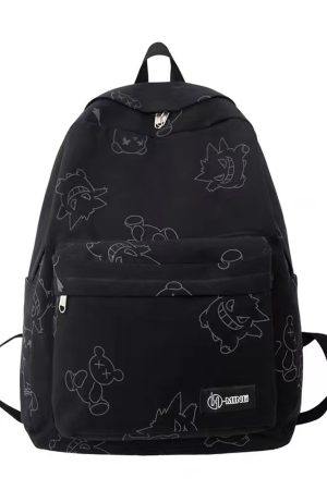High Street Graffiti Reflective Backpack for Students - Large Capacity Unisex Design for Men and Women