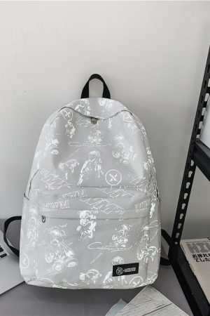 High Street Graffiti Reflective Backpack for Students - Large Capacity Unisex Design for Men and Women