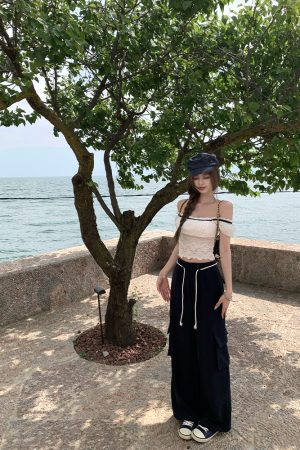 High Street Slay Casual Pants for Women - Summer American Vintage Loose Straight Cargo Pants - Y2K Style