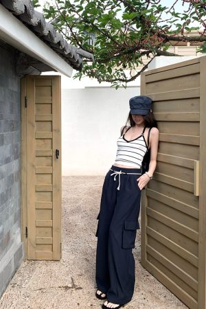 High Street Slay Casual Pants for Women - Summer American Vintage Loose Straight Cargo Pants - Y2K Style