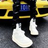 High-Top Sneakers for Men & Women, Trendy Streetwear Sports Shoes, Thick-Soled All-White Martin Boots, Height-Increasing Style