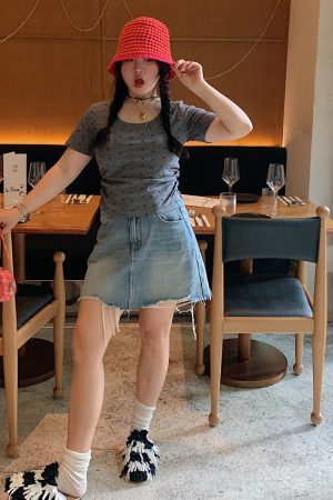 High Waist Plus Size A-Line Denim Skirt for Women - Summer 2025 Slimming Short Skirt, Trendy Casual Style