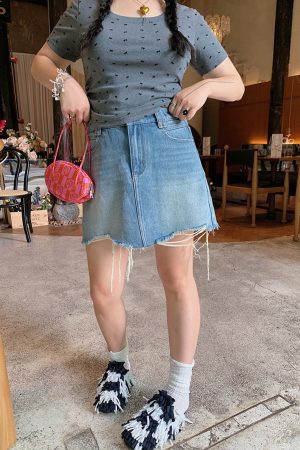High Waist Plus Size A-Line Denim Skirt for Women - Summer 2025 Slimming Short Skirt, Trendy Casual Style