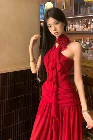 High Waist Sleeveless Dress - Greek Draped Long Skirt for Spring Summer - Sexy Slimming Style for Hot Girl Vibes