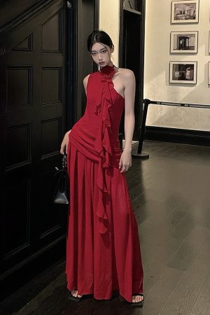High Waist Sleeveless Dress - Greek Draped Long Skirt for Spring Summer - Sexy Slimming Style for Hot Girl Vibes