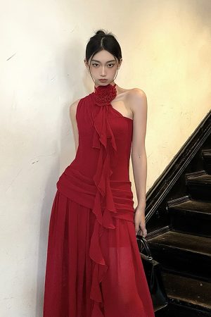 High Waist Sleeveless Dress - Greek Draped Long Skirt for Spring Summer - Sexy Slimming Style for Hot Girl Vibes