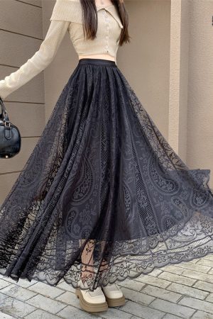 High Waist White Lace Tulle Half Skirt for Women - A-Line Slimming Qipao Underskirt, Elegant Fairy Style Long Dress