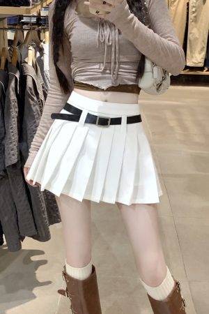 High Waist White Pleated Skirt Pants for Women - Summer College Style A-Line Design, Anti-Exposure for Spicy Girls
