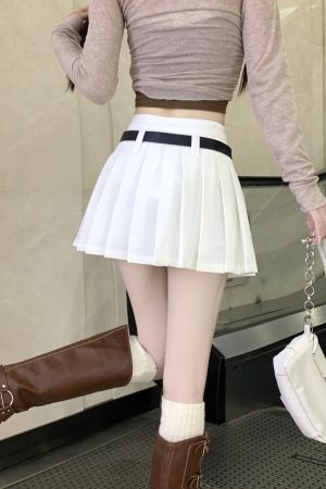 High Waist White Pleated Skirt Pants for Women - Summer College Style A-Line Design, Anti-Exposure for Spicy Girls