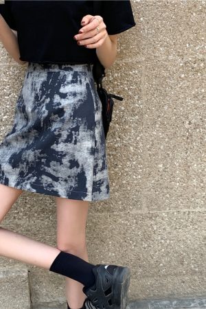 High-Waisted A-Line Bodycon Skirt for Women, Plus Size Tie-Dye Design, Trendy Spring Summer 2024 Fashion, Short Skirt