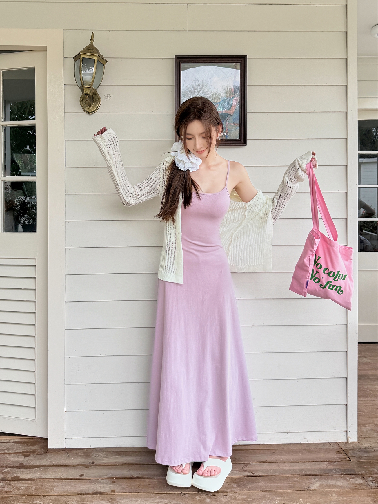 High-Waisted A-Line Long Skirt Dress - Light Fabric, Slimming Flared Design, Stretchy Fitted Spaghetti Strap, Perfect for Y2K Style High-Waisted A-Line Long Skirt Dress - Light Fabric, Slimming Flared Design, Stretchy Fitted Spaghetti Strap, Perfect for Y2K Style