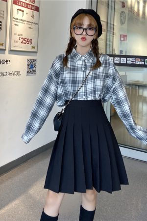 High-Waisted A-Line Pleated Skirt for Women, Plus Size Mid-Length Curvy Style, Autumn & Summer Essential