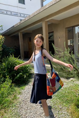 High-Waisted A-Line Short Skirt for Women, Elastic Pleated Big Pocket Tassel Design, Summer 2025 Petite Fashion Trend