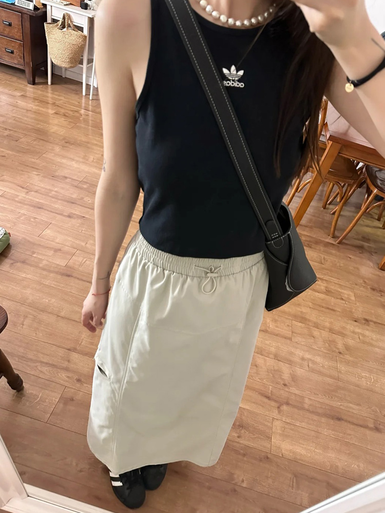 High-Waisted A-Line Skirt for Women - American High Street Style, Quick-Dry, Functional, Mid-Length, Slimming, Hip-Covering Design High-Waisted A-Line Skirt for Women - American High Street Style, Quick-Dry, Functional, Mid-Length, Slimming, Hip-Covering Design