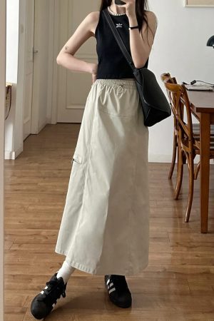High-Waisted A-Line Skirt for Women - American High Street Style, Quick-Dry, Functional, Mid-Length, Slimming, Hip-Covering Design