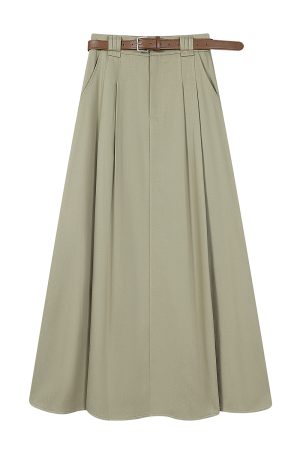 High-Waisted A-Line Skirt for Women - Simple College Style Mid-Length Umbrella Skirt for Spring/Summer 2025