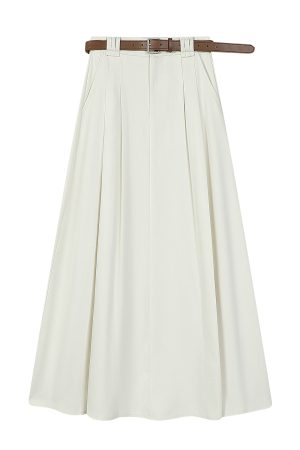 High-Waisted A-Line Skirt for Women - Simple College Style Mid-Length Umbrella Skirt for Spring/Summer 2025