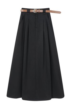 High-Waisted A-Line Skirt for Women - Simple College Style Mid-Length Umbrella Skirt for Spring/Summer 2025