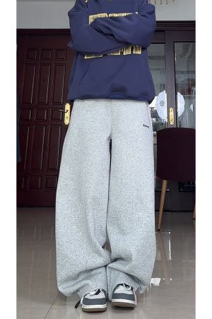 High-Waisted American Retro Sports Casual Pants for Women, Loose-Fit BF Style, Slimming Versatile Wide-Leg Trousers