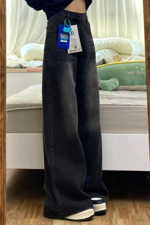 High-Waisted Black Wide-Leg Jeans for Women, 2025 New Style, Slimming Fit for Petite Pear-Shaped Figures, Straight-Leg Design