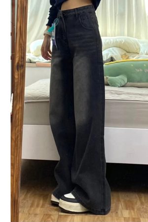 High-Waisted Black Wide-Leg Jeans for Women, 2025 New Style, Slimming Fit for Petite Pear-Shaped Figures, Straight-Leg Design