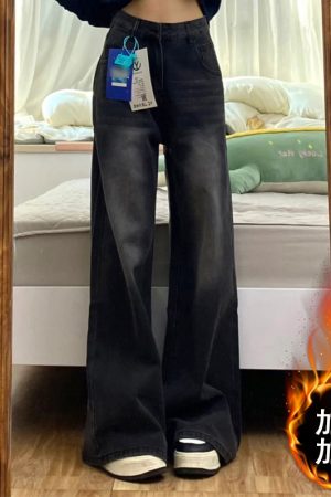 High-Waisted Black Wide-Leg Jeans for Women, 2025 New Style, Slimming Fit for Petite Pear-Shaped Figures, Straight-Leg Design