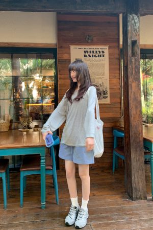 High-Waisted Blue Elastic Waistband Loose Sports Shorts for Women - Summer Slim-Fit Casual Athletic Shorts