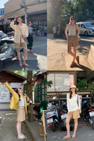 High-Waisted Casual Shorts for Women, Elastic Waistband with Drawstring, Loose Fit, Spring/Summer Style, Petite Size Friendly