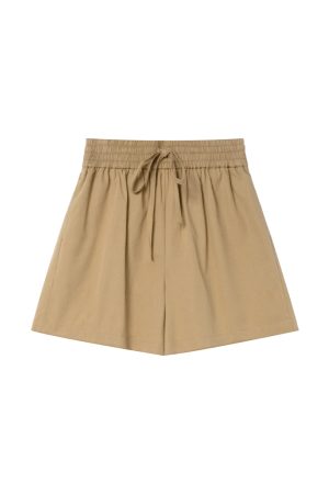 High-Waisted Casual Shorts for Women, Elastic Waistband with Drawstring, Loose Fit, Spring/Summer Style, Petite Size Friendly