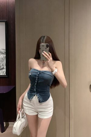 High-Waisted Denim Shorts for Women - Natural Voluptuous Fit, Casual Summer Style, Trendy 90s Vibes