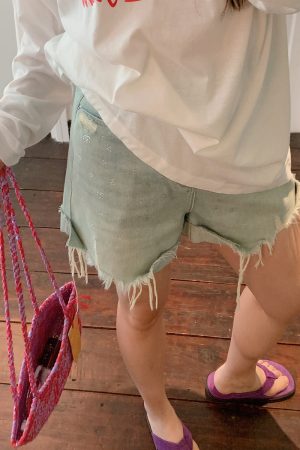 High-Waisted Distressed Denim Shorts for Women - Plus Size Trendy Summer 2025 Fashion