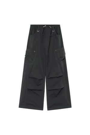 High-Waisted Draped Casual Work Pants for Women - American Style Metal Ring Rivet Design - Summer 2025 Fashion Trends