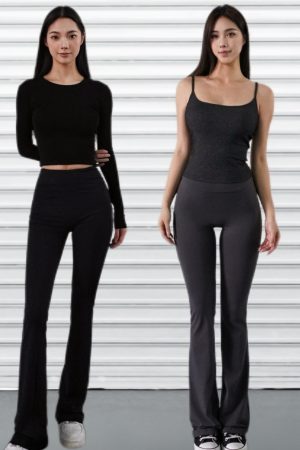 High-Waisted Flared Sports Pants with Elastic Nude Feel, Slimming Yoga Bell-Bottoms for Activewear and Fitness Fashion