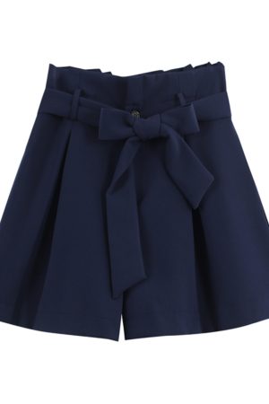 High-Waisted Floral Bud Skirt Pants with Drawstring Waist, Pockets, Ruffled Hem, A-Line Wide-Leg Shorts for Spring/Summer Fashion