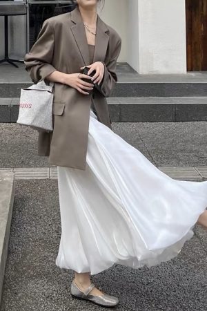 High-Waisted Jellyfish Floral A-Line Skirt - Slim Fit, Glossy Finish, Puff Style, Spring Summer Women's Fashion, Elastic Waist