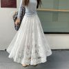 High-Waisted Lace Fairy Half-Length Qipao Underskirt - Elegant Drape Pleated Mesh A-Line Skirt for Chic Layering
